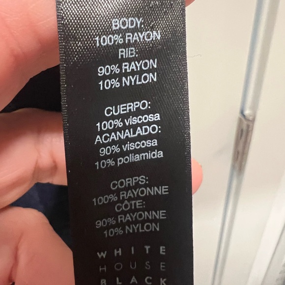 White House Black market, navy blue lace up tunic zigzag hem - Picture 3 of 3